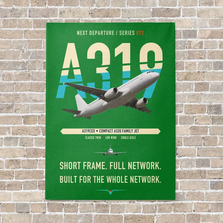 Airbus A319ceo vertical canvas print - no frame - green background