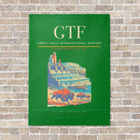 Thumbnail for Great Falls International Airport GTF vertical canvas print - no frame - green background