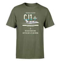 Thumbnail for Cessna Citation CJ1+ design on green army double-side t-shirt, single-side print