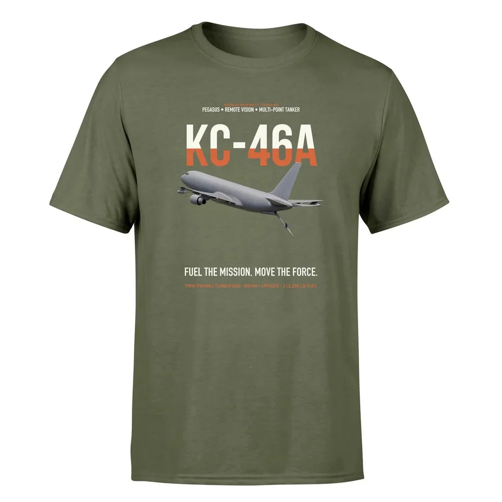 KC-46A PEGASUS design on green army double-side t-shirt, single-side print
