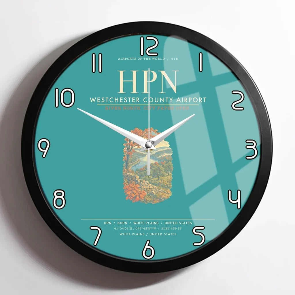 Westchester County Airport HPN Wall-Clock Framed - Turquoise