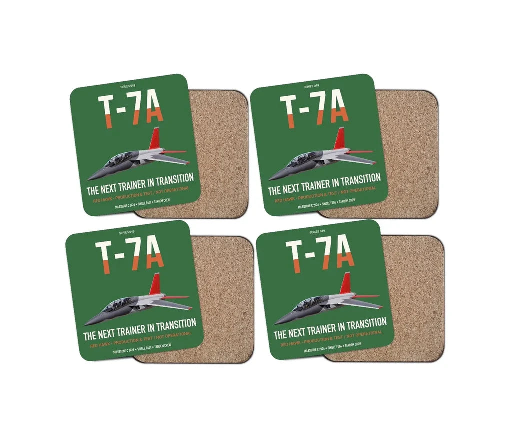 T-7A Red Hawk design on green 4 pieces set coaster