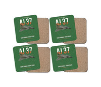 Thumbnail for Saab AJ 37 Viggen design on green 4 pieces set coaster