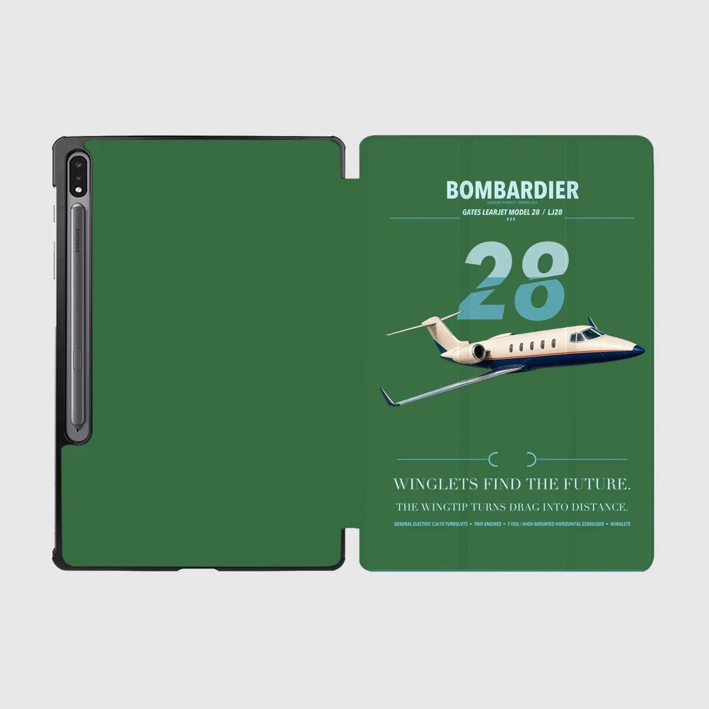 Bombardier Learjet 28 design on green samsung tablet tablet case