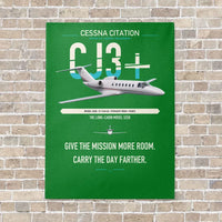 Thumbnail for Cessna Citation CJ3+ vertical canvas print - no frame - green background
