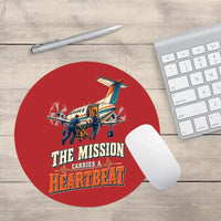 Thumbnail for The Mission Carries A Heartbeat design on red round mouse pad