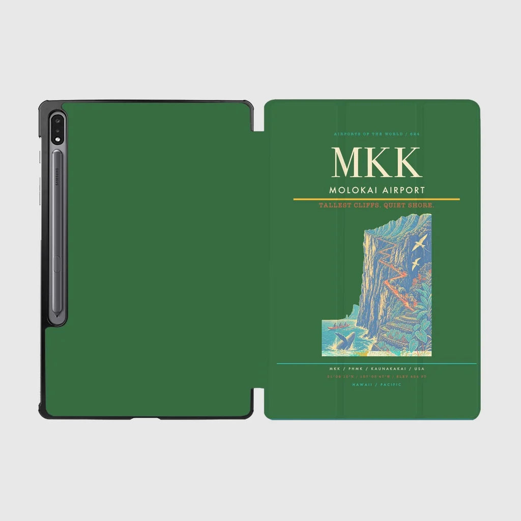 Molokai Airport (MKK) design on green samsung tablet tablet case