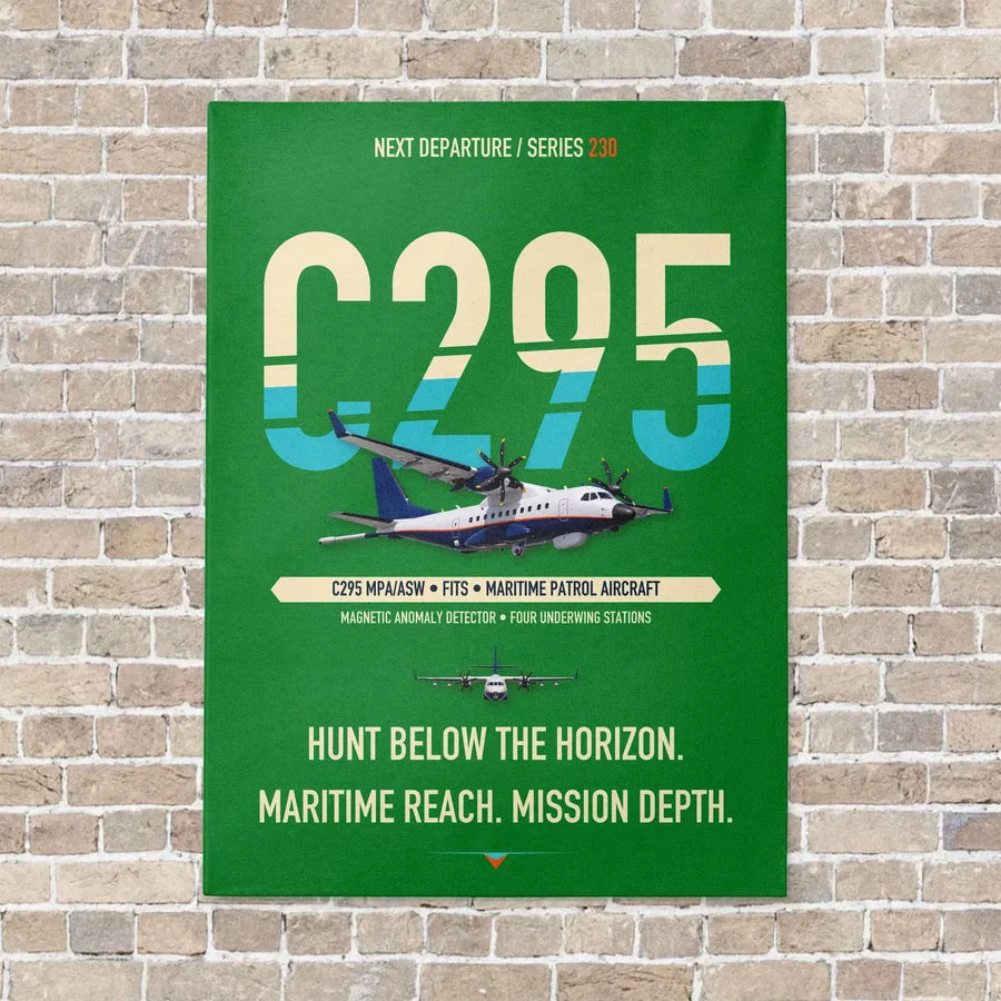 Airbus C295 MPA/ASW vertical canvas print - no frame - green background