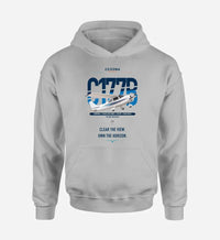 Thumbnail for Cessna 177B Cardinal design on light gray double-side hoodie, single-side print