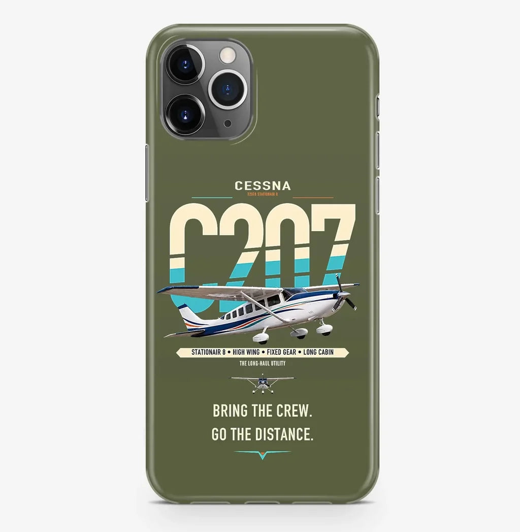 Cessna T207A Stationair 8 design on green army magsafe iphone case, for iPhone Pro Max