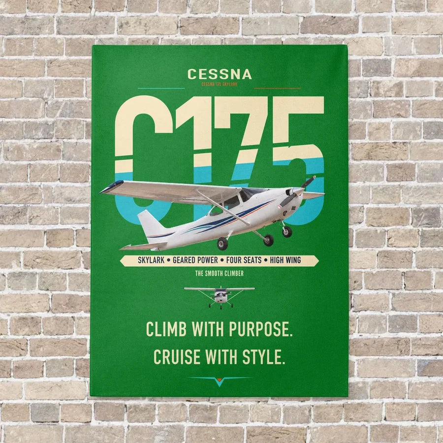 Cessna 175 Skylark vertical canvas print - no frame - green background