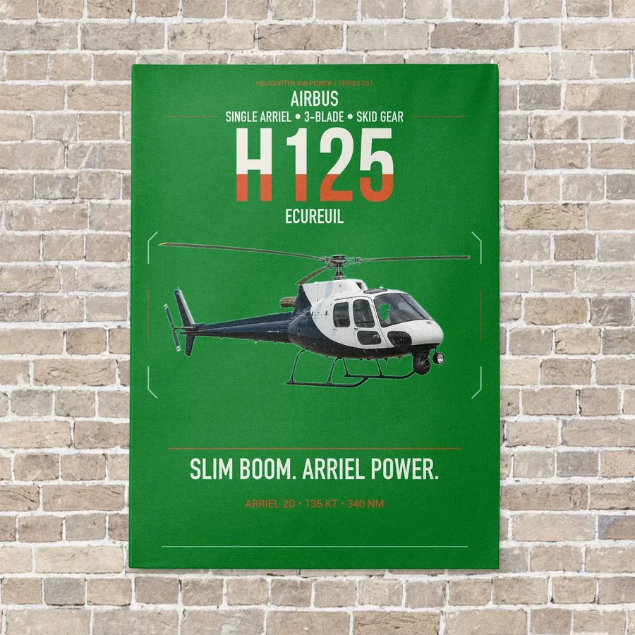 Airbus H125 vertical canvas print - no frame - green background