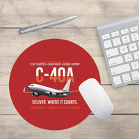 Thumbnail for C-40A Clipper Fleet Logistics Ready design on red round mouse pad