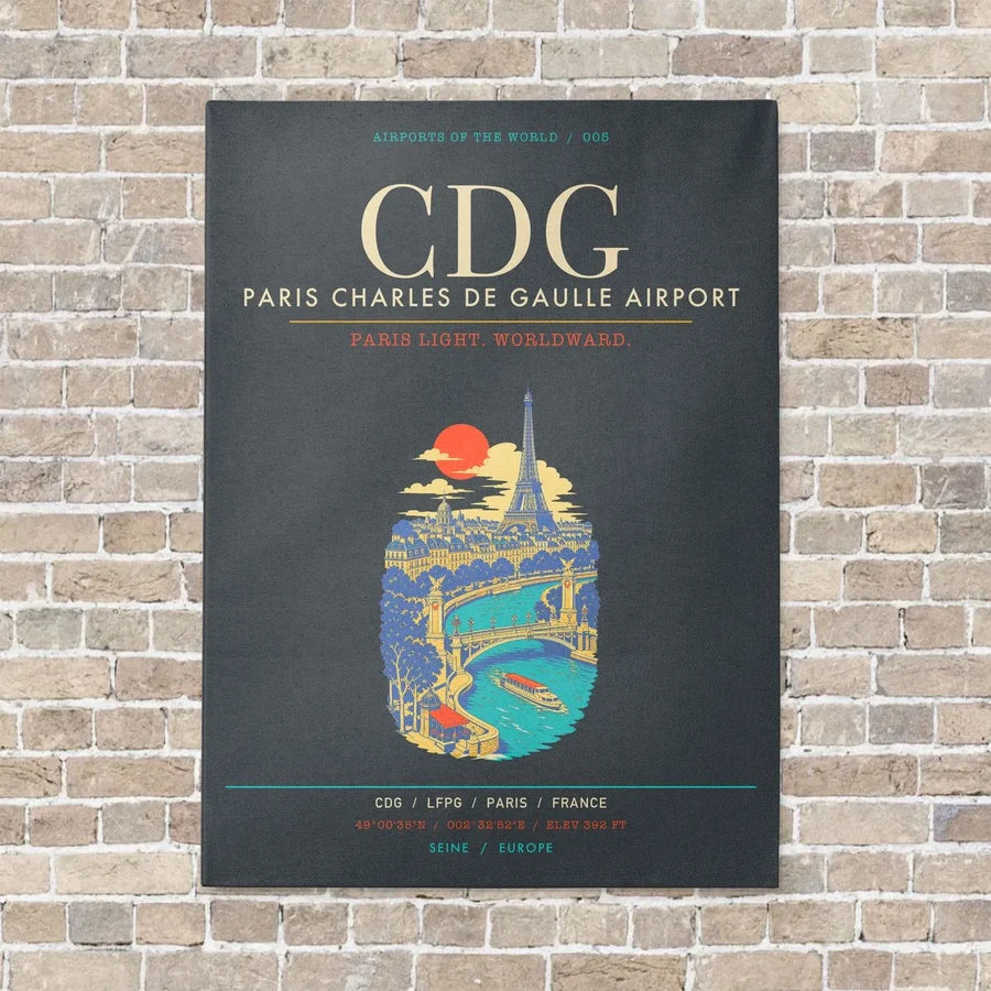 Paris Charles de Gaulle Airport CDG - Canvas Framed - Gray