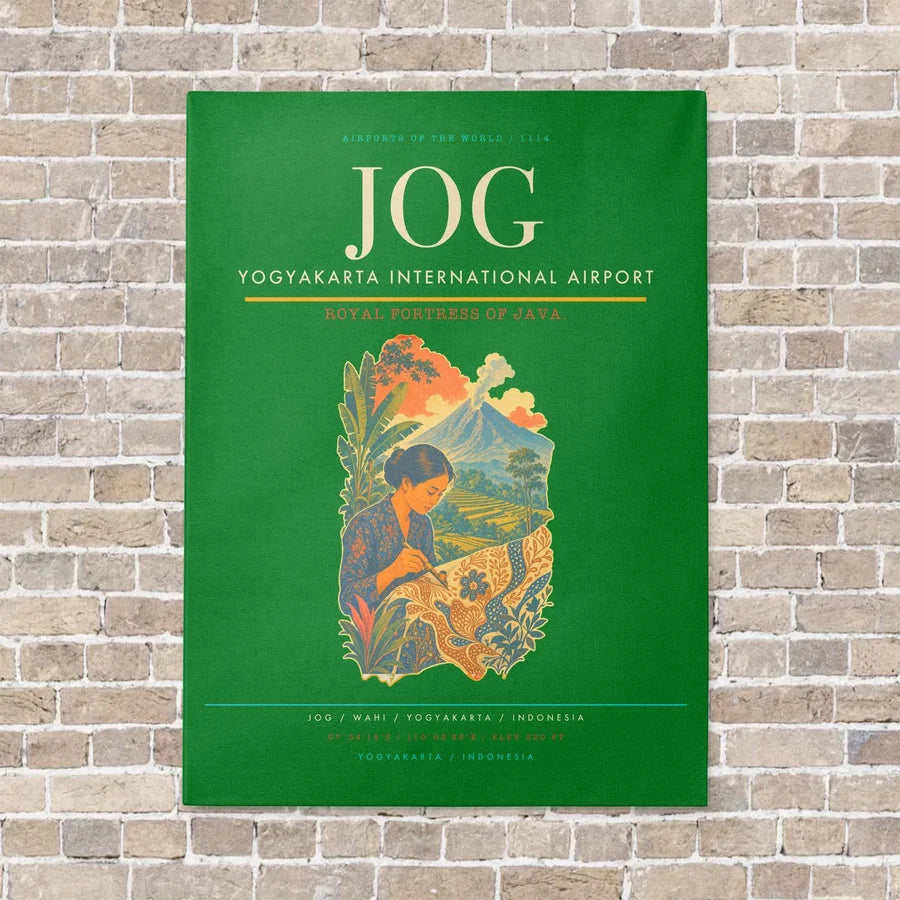 Yogyakarta International Airport JOG vertical canvas print - no frame - green background