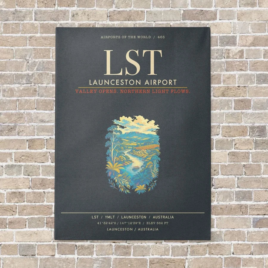 Launceston Airport LST - Canvas Framed - Gray