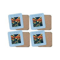 Thumbnail for The Sunset Moor-Up - Designed Coasters design on light blue 4-pieces-set