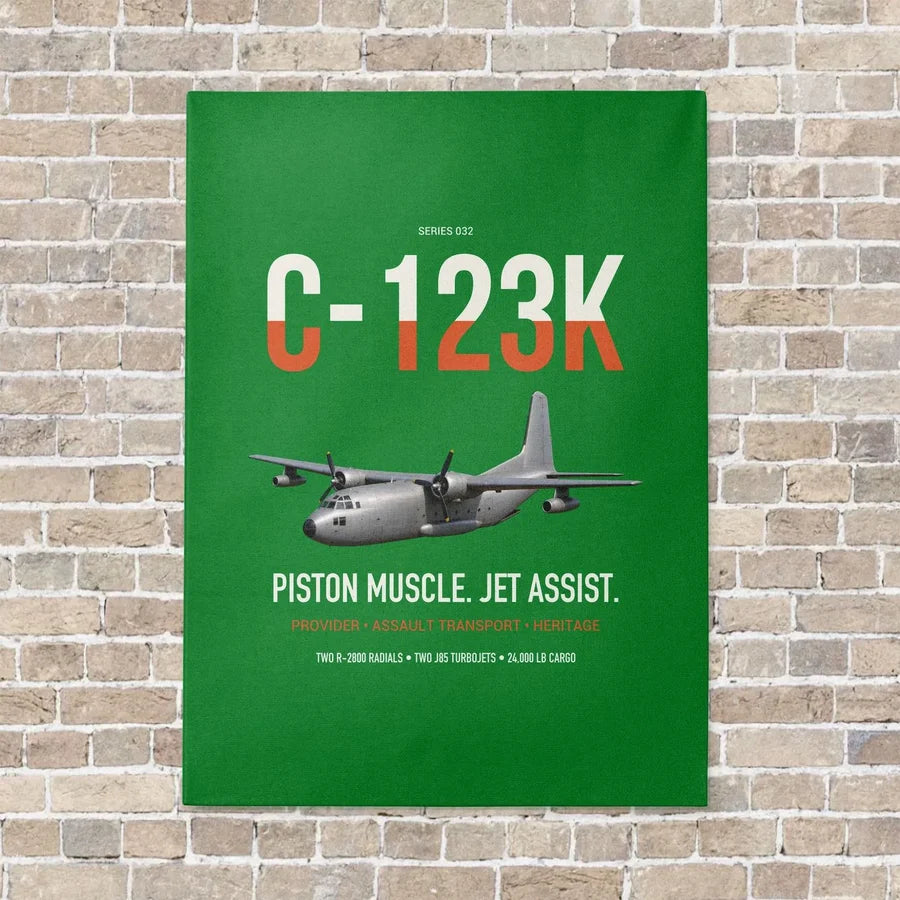 C-123K Provider vertical canvas print - no frame - green background