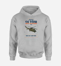 Thumbnail for Aérospatiale SA 330B Puma design on light gray double-side hoodie, single-side print