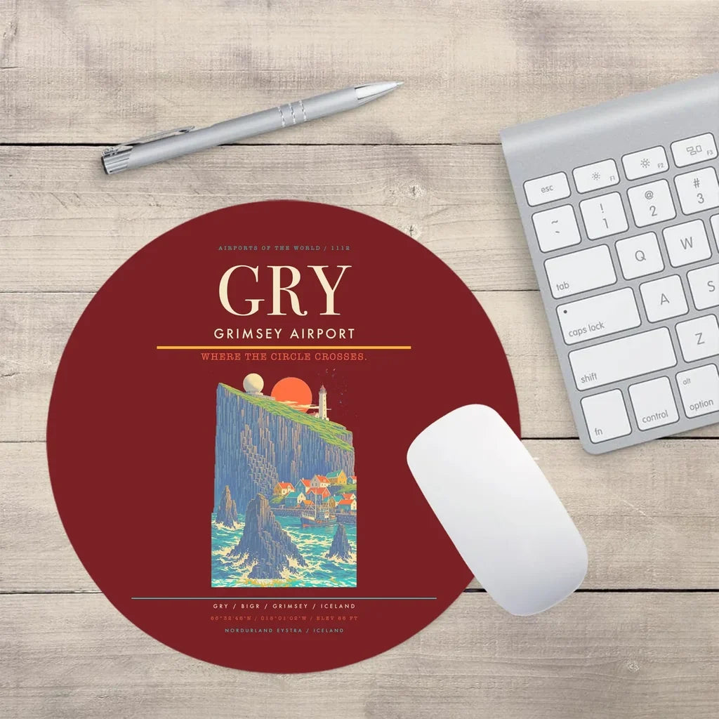 Grimsey Airport GRY Mouse-Pad Round - Dark Red