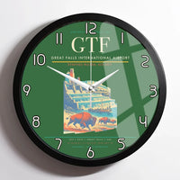 Thumbnail for Great Falls International Airport (GTF) design on green framed wall clock