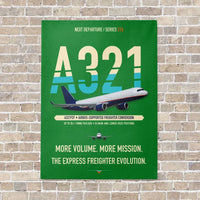 Thumbnail for Airbus A321P2F vertical canvas print - no frame - green background