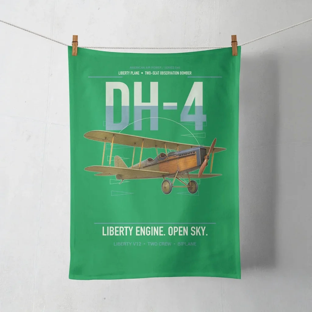 Airco DH-4 Liberty Plane design on green towel