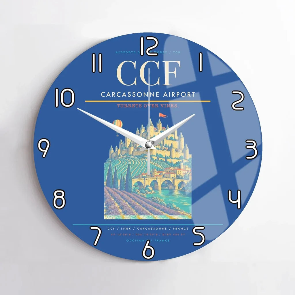 Carcassonne Airport CCF Wall-Clock No-Frame - Blue