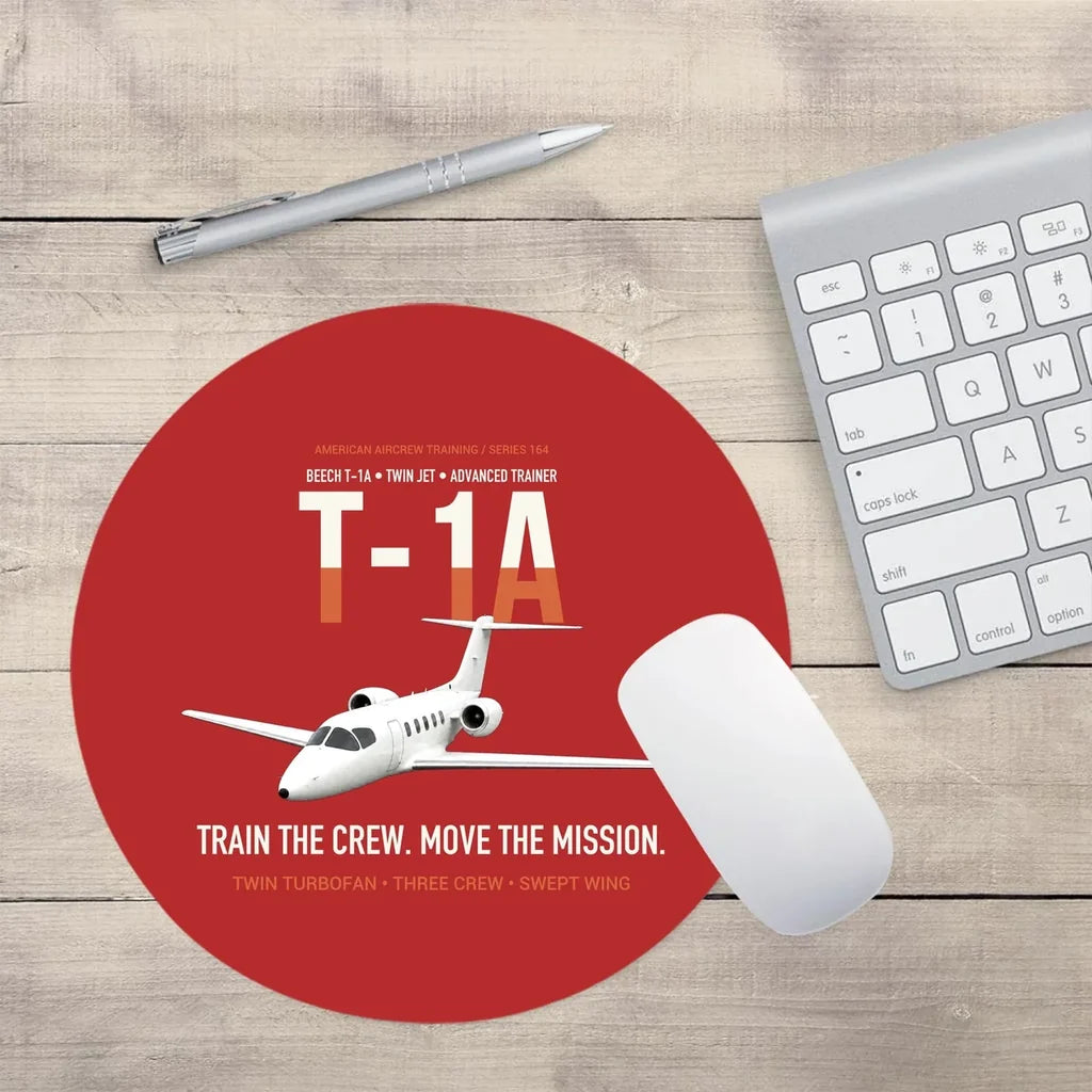 T-1A Jayhawk Advanced Jet Trainer design on red round mouse pad