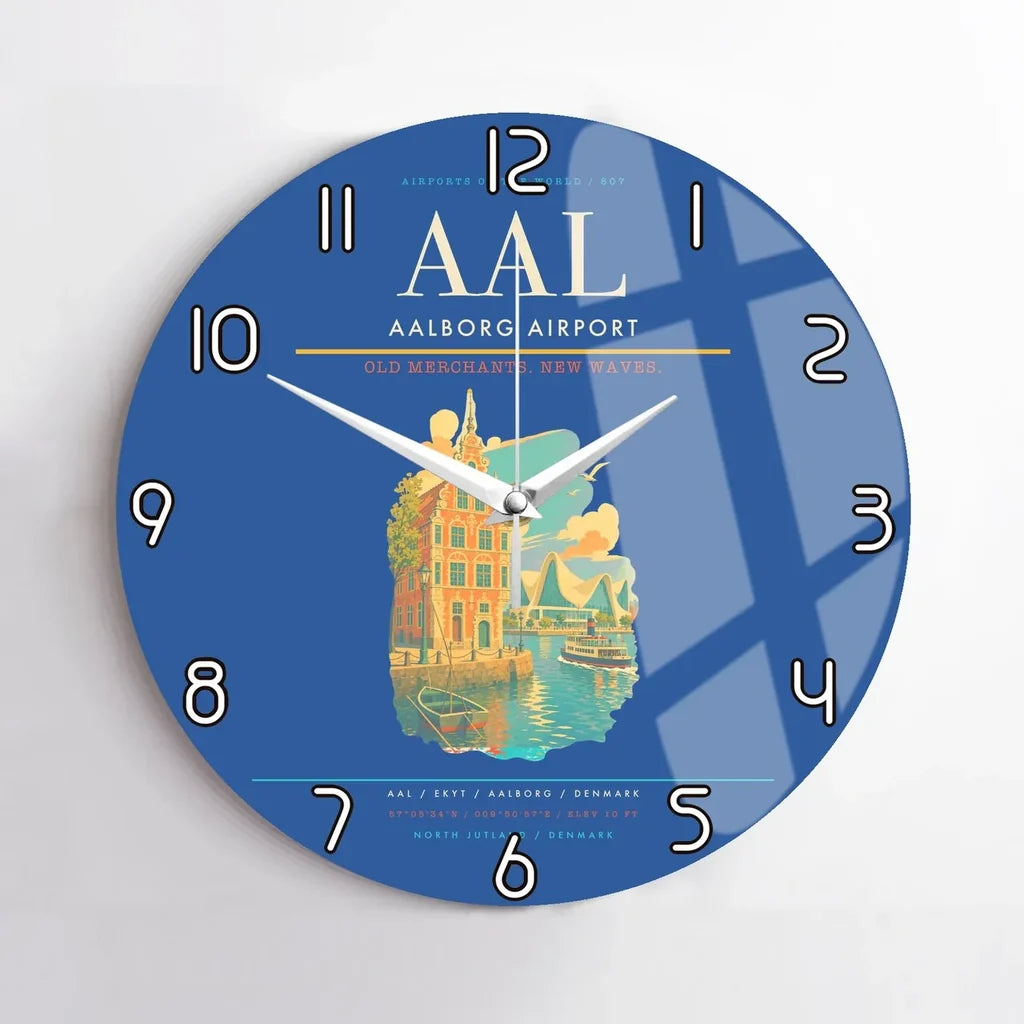 Aalborg Airport AAL Wall-Clock No-Frame - Blue