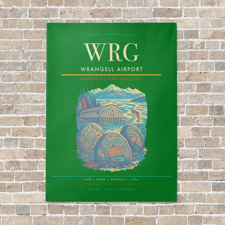 Wrangell Airport WRG vertical canvas print - no frame - green background