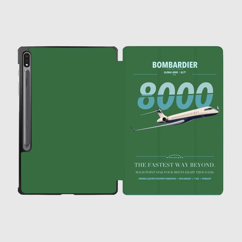 Bombardier Global 8000 design on green samsung tablet tablet case