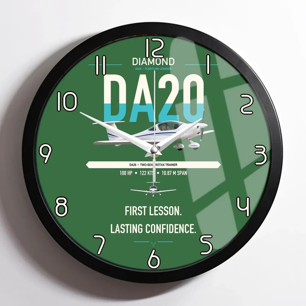 Diamond DA20 design on green framed wall clock