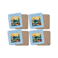Thumbnail for The First Light Preflight - Designed Coasters design on light blue 4-pieces-set