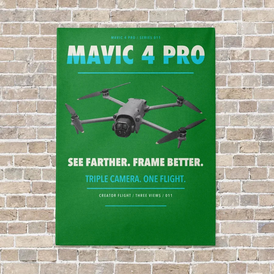 DJI Mavic 4 Pro vertical canvas print - no frame - green background