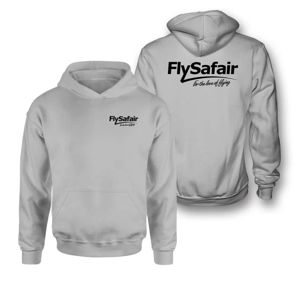 FlySafair logo on light gray double side hoodie