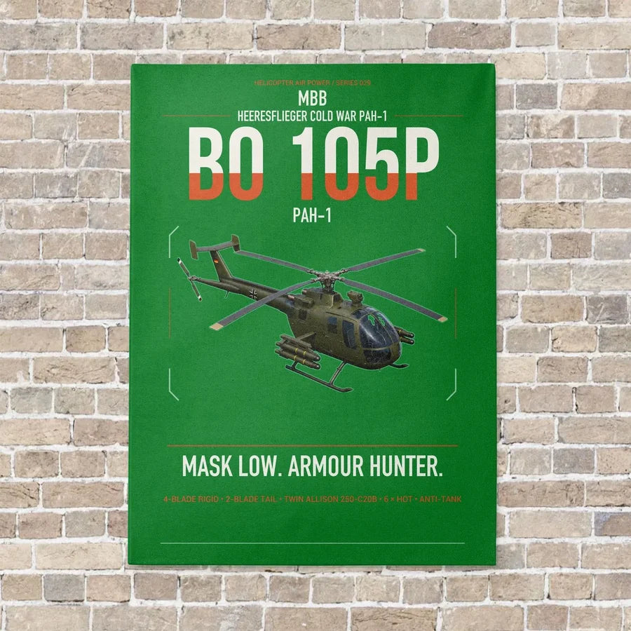 MBB BO 105P PAH-1 vertical canvas print - no frame - green background
