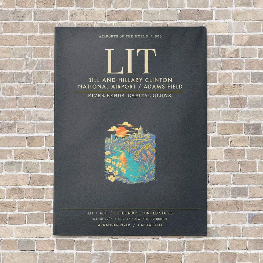 Bill and Hillary Clinton National Airport - Adams Field Little Rock LIT - Canvas Framed - Gray