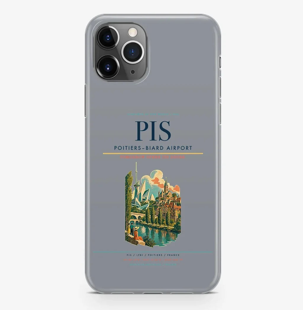 Poitiers Airport (PIS) design on gray iPhone 16 Pro MagSafe case