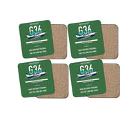Thumbnail for Beechcraft Bonanza G36 design on green 4 pieces set coaster