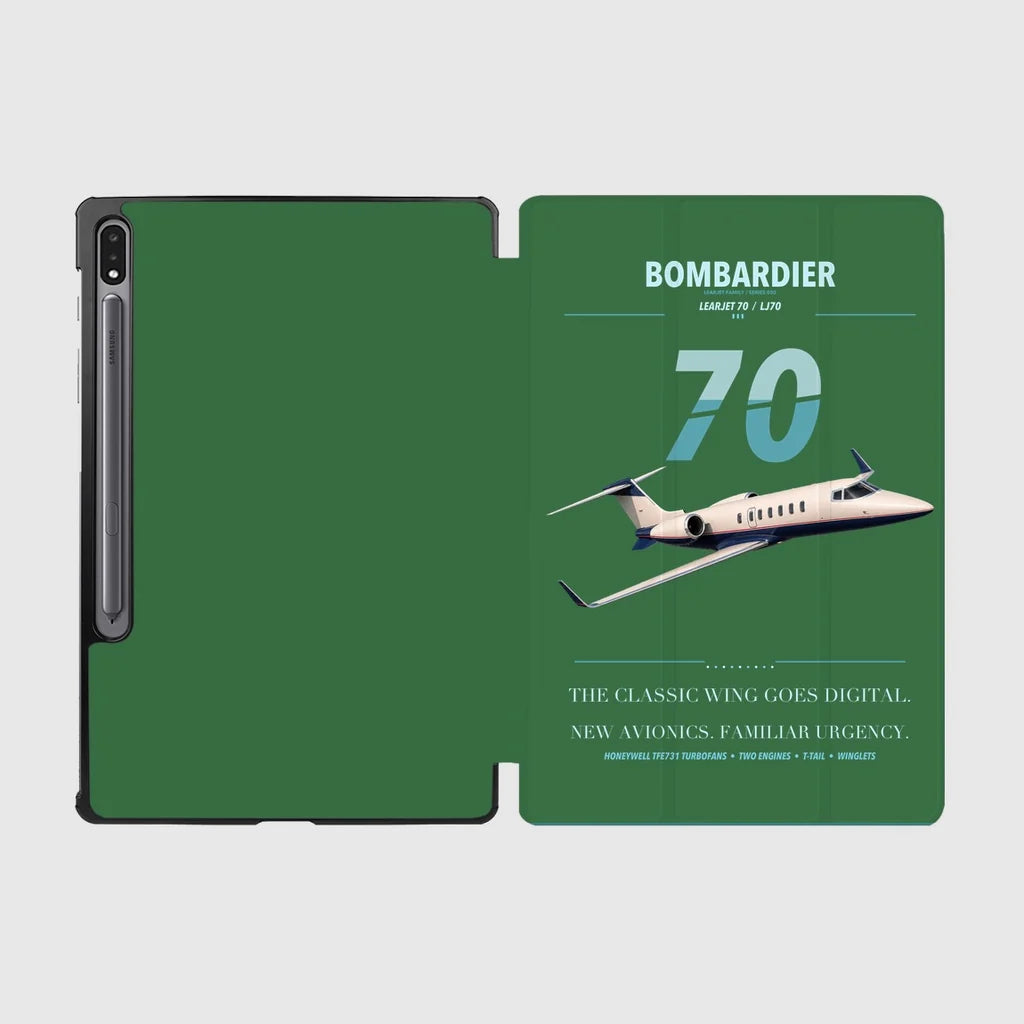 Bombardier Learjet 70 design on green samsung tablet tablet case