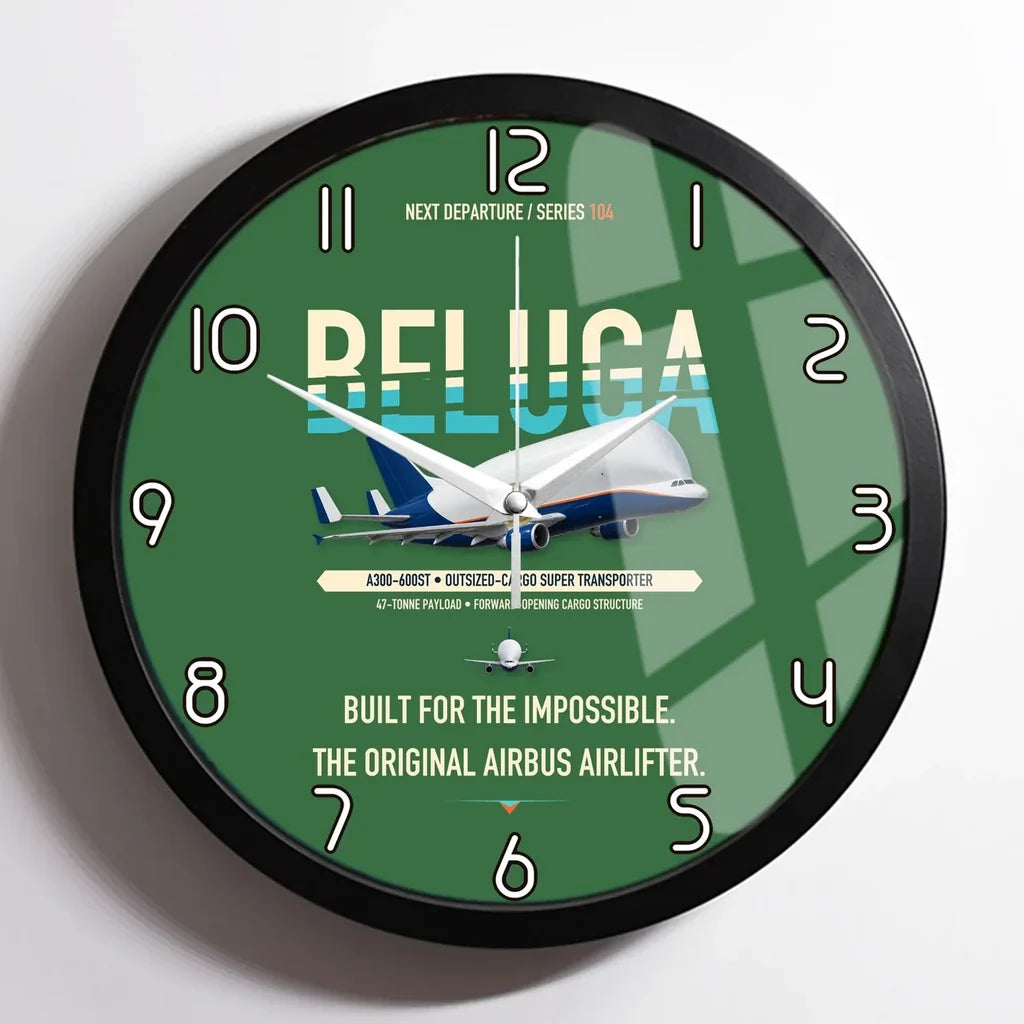 Airbus A300-600ST BelugaST design on green framed wall clock