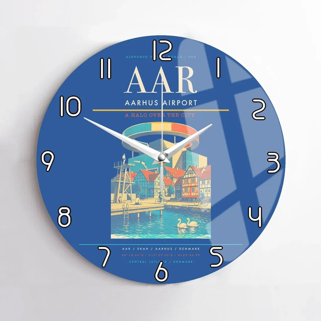 Aarhus Airport AAR Wall-Clock No-Frame - Blue