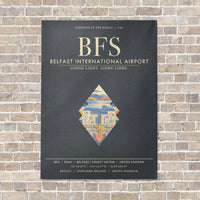 Thumbnail for Belfast International Airport BFS - Canvas Framed - Gray