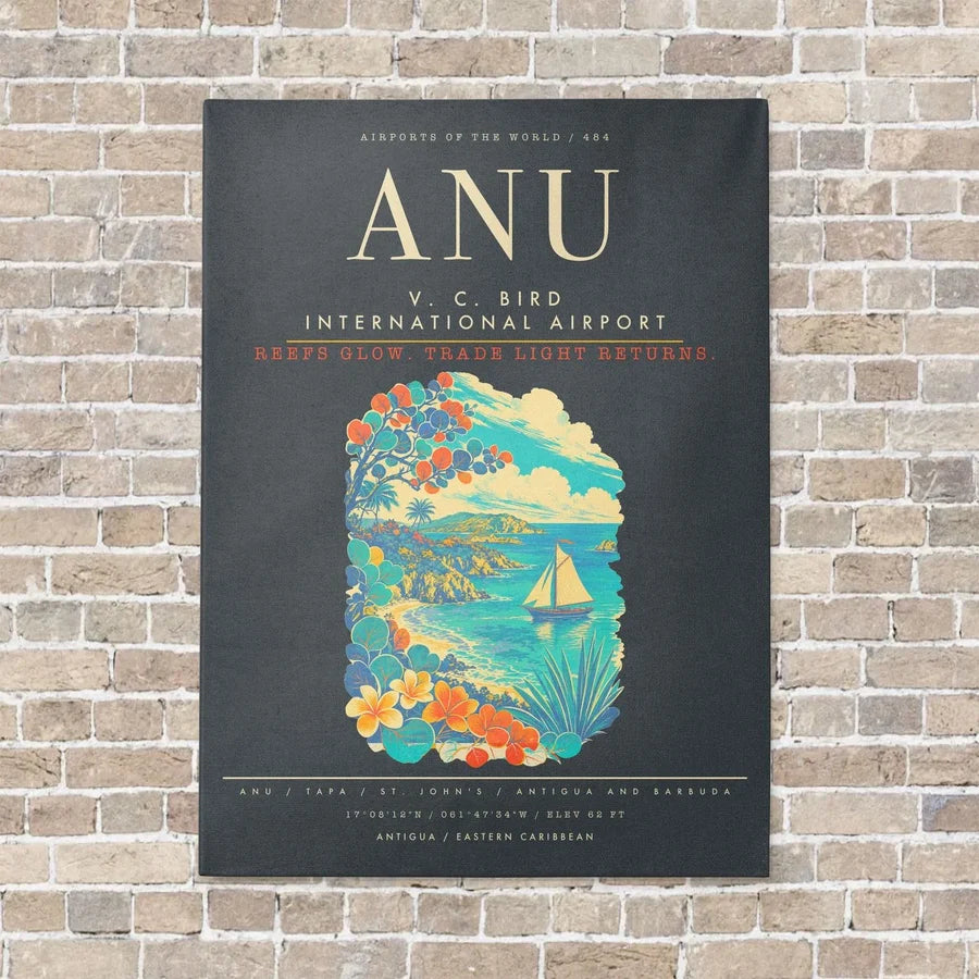 V. C. Bird International Airport ANU - Canvas Framed - Gray