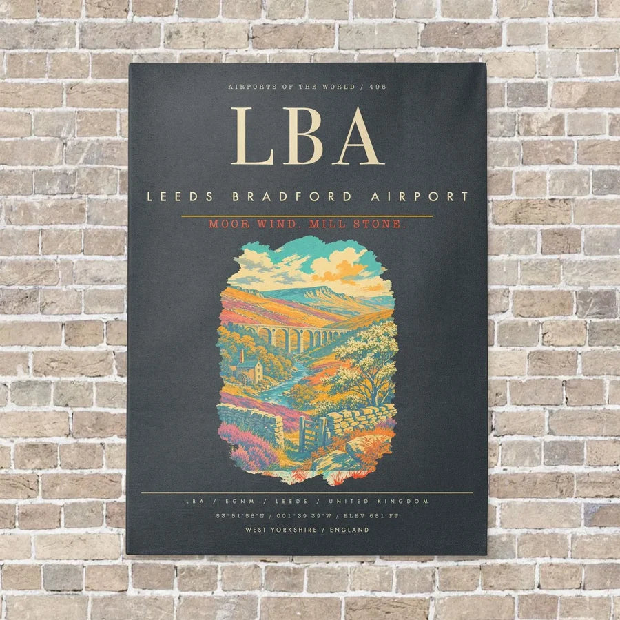 Leeds Bradford Airport LBA - Canvas Framed - Gray