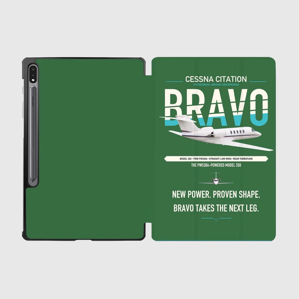 Cessna Citation Bravo design on green samsung tablet tablet case
