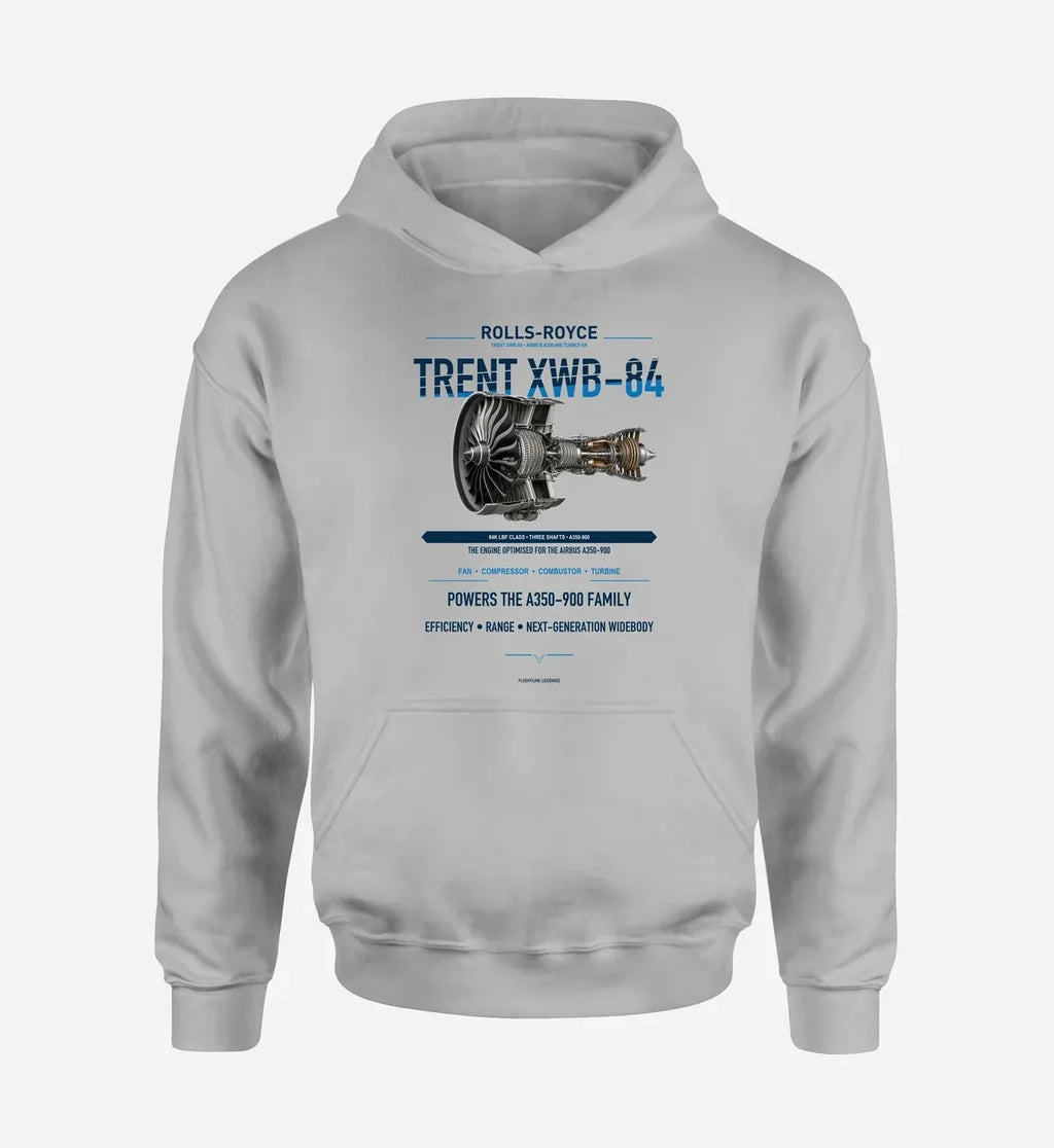 TRENT XWB-84 design on light gray hoodie single side