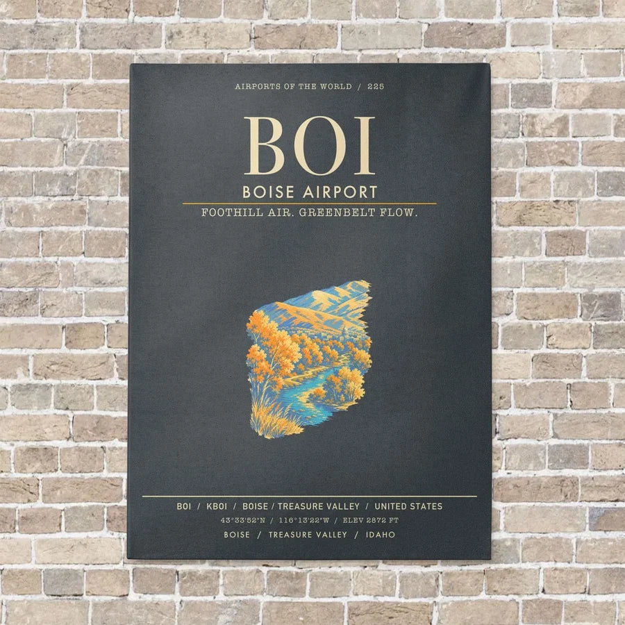 Boise Airport BOI - Canvas Framed - Gray