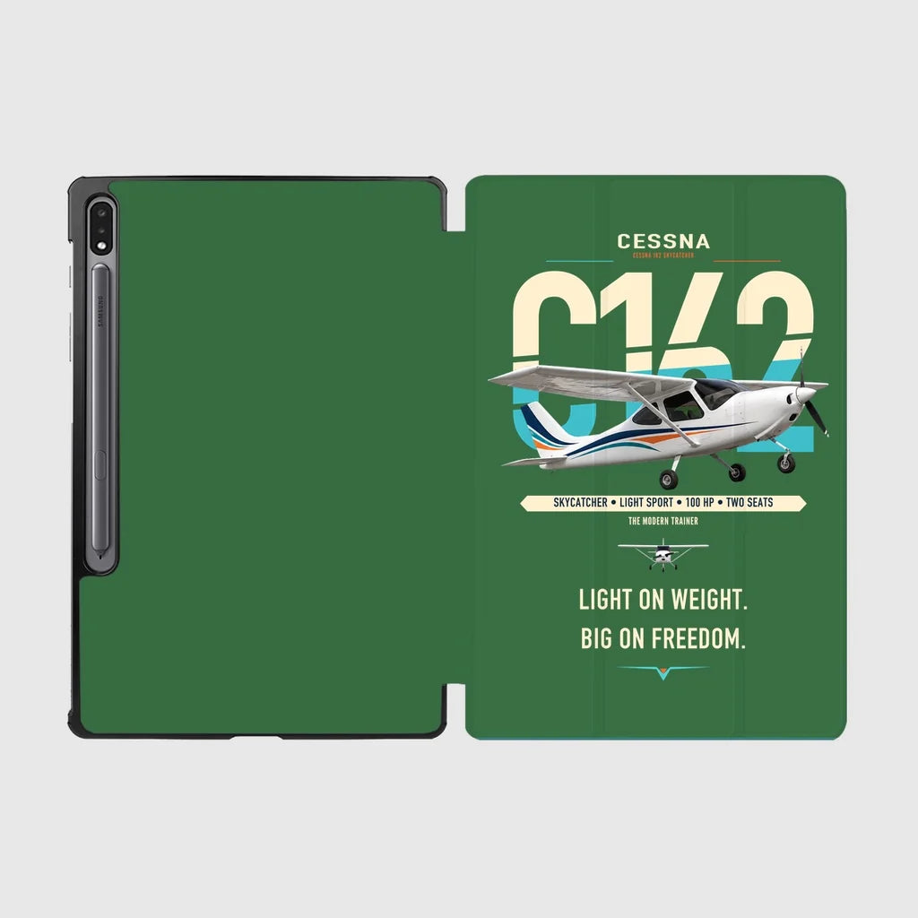 Cessna 162 Skycatcher design on green samsung tablet tablet case
